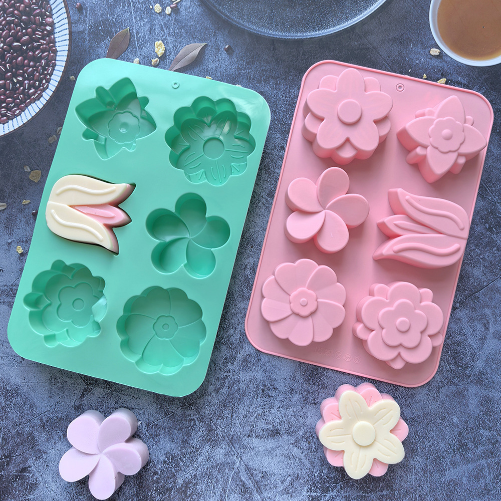 Soap Making Vendors - قوالب سيليكون على شكل زهور متنوعة،